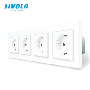 Földelt négyes dugalj konnektor (Fehér)